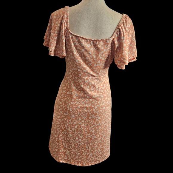 Milkmaid Babydoll‎ Cottagecore Pink Floral Midi Dress Medium - Picture 3 of 7